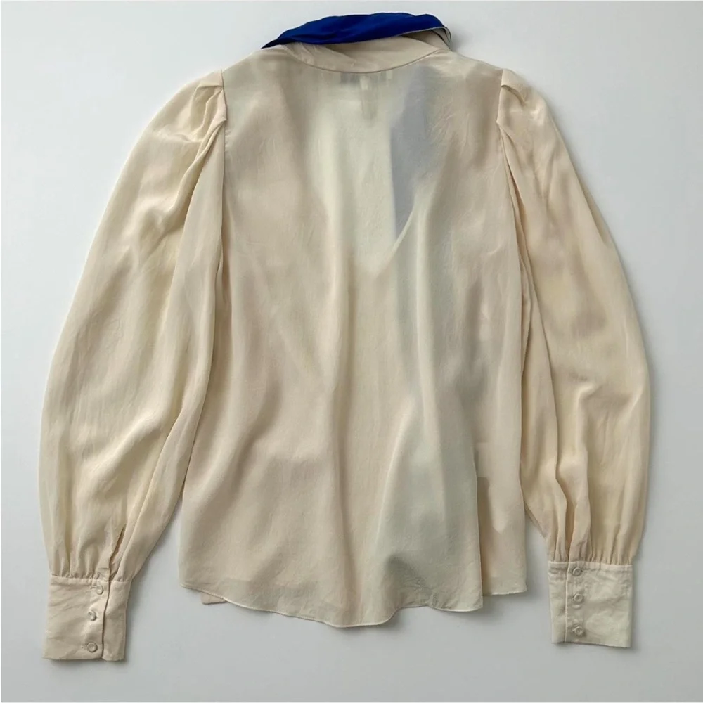 BCBG MAXAZRIA 100% silk blouse with pussycat bow - Picture 4 of 5